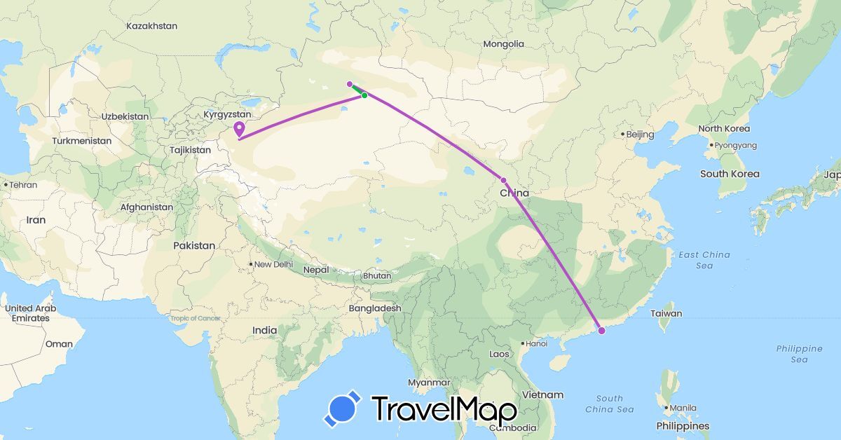 TravelMap itinerary: driving, bus, train in China, Hong Kong (Asia)